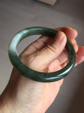 Load image into Gallery viewer, 57.5mm Certified Type A 100% Natural oily dark green(老油青)/gray Jadeite bangle BG228-0397