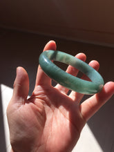 Load image into Gallery viewer, 61.5mm Certified Type A 100% Natural Light Green/Blue/Gray With Flying Snow Guatemala Jadeite Bangle PH263-1244