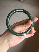 Load image into Gallery viewer, 60.6mm certified 100% Natural dark green/black nephrite (碧玉) bangle HN49-1582