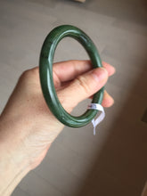 Load image into Gallery viewer, 60.6mm certified 100% Natural dark green/black nephrite (碧玉) bangle HN49-1582
