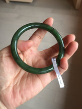 Load image into Gallery viewer, 60.6mm certified 100% Natural dark green/black nephrite (碧玉) bangle HN49-1582