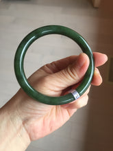 Load image into Gallery viewer, 60.6mm certified 100% Natural dark green/black nephrite (碧玉) bangle HN49-1582