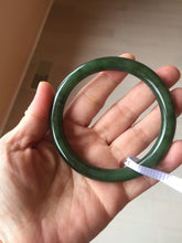 Load image into Gallery viewer, 60.6mm certified 100% Natural dark green/black nephrite (碧玉) bangle HN49-1582