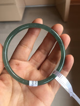 Load image into Gallery viewer, 60.5mm Certified Type A 100% Natural icy watery dark green/blue/gray/black slim round cut Guatemala Jadeite bangle BP12-7035