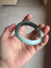 Load image into Gallery viewer, 53.4mm certified 100% natural Type A oily dark green gray black(老油青) half mountain half water (半山半水) oval jadeite jade bangle BS177-0063