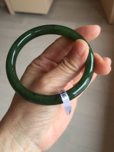 Load image into Gallery viewer, 59.5mm certified 100% Natural dark green/black nephrite (碧玉) bangle HN48-0136