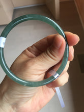 Load image into Gallery viewer, 60.5mm Certified Type A 100% Natural icy watery dark green/blue/gray/black slim round cut Guatemala Jadeite bangle BP12-7035