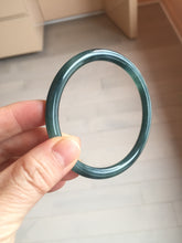Load image into Gallery viewer, 60.5mm Certified Type A 100% Natural dark green blue gray black slim round cut Guatemala Jadeite bangle PC176-2056