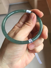 Load image into Gallery viewer, 60.5mm Certified Type A 100% Natural icy watery dark green/blue/gray/black slim round cut Guatemala Jadeite bangle BP12-7035