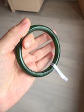Load image into Gallery viewer, 59.5mm certified 100% Natural dark green/black nephrite (碧玉) bangle HN48-0136