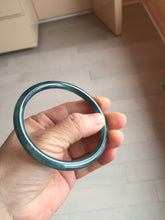 Load image into Gallery viewer, 60.5mm Certified Type A 100% Natural dark green blue gray black slim round cut Guatemala Jadeite bangle PC176-2056