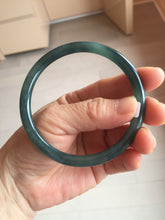 Load image into Gallery viewer, 60.5mm Certified Type A 100% Natural dark green blue gray black slim round cut Guatemala Jadeite bangle PC176-2056