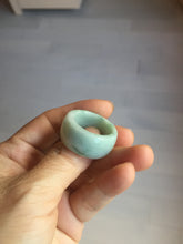 Load image into Gallery viewer, Size 12 100% natural type A sunny green light green white broad jadeite jade band ring thumb ring PC246-3