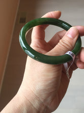Load image into Gallery viewer, 59.5mm certified 100% Natural dark green/black nephrite (碧玉) bangle HN48-0136
