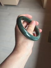 Load image into Gallery viewer, 62mm certified 100% natural Type A oily dark green gray black(老油青) jadeite jade bangle BS176-0054
