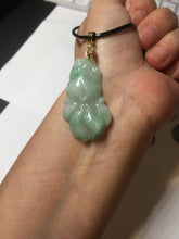 Load image into Gallery viewer, 100% Natural clear sunny green gray jadeite jade golden fish Pendant group BP109