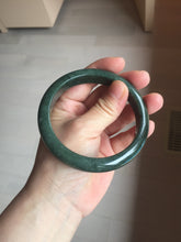 Load image into Gallery viewer, 62mm certified 100% natural Type A oily dark green gray black(老油青) jadeite jade bangle BS176-0054