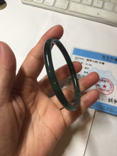 Load image into Gallery viewer, 59.8mm Certified Type A 100% Natural dark green/blue/gray Guatemala slim round cut Jadeite bangle PD174-2486