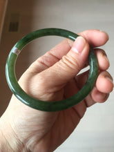 Load image into Gallery viewer, 60.3mm certified 100% Natural dark green/black round cut nephrite (碧玉) bangle HN47-9151