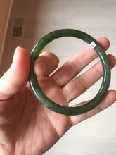 Load image into Gallery viewer, 60.3mm certified 100% Natural dark green/black round cut nephrite (碧玉) bangle HN47-9151