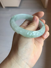 Load image into Gallery viewer, 55.5mm Certified Type A 100% Natural light green with carved Ancient Coin, Auspicious Cloud, and Lingzhi Jadeite Jade bangle PA75-6260