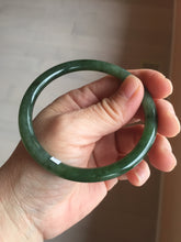 Load image into Gallery viewer, 60.3mm certified 100% Natural dark green/black round cut nephrite (碧玉) bangle HN47-9151