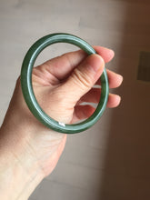 Load image into Gallery viewer, 60.3mm certified 100% Natural dark green/black round cut nephrite (碧玉) bangle HN47-9151