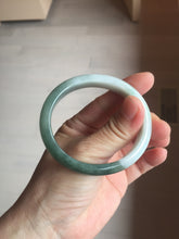 Load image into Gallery viewer, 51mm certified 100% natural Type A sunny green oily dark green gray black(老油青) half mountain half water (半山半水) oval jadeite jade bangle BS175-0060