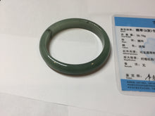 Load image into Gallery viewer, 52.4mm Certified Type A 100% Natural Oily Dark Green Gray Black(油青) Oval Jadeite Jade Bangle PH260-7132