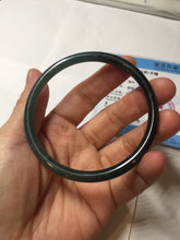 Load image into Gallery viewer, 59.8mm Certified Type A 100% Natural dark green/blue/gray Guatemala slim round cut Jadeite bangle PD174-2486