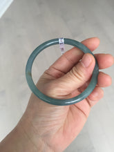 Load image into Gallery viewer, 59.2mm Certified Type A 100% Natural icy watery deep sea dark green/purple/blue/gray/black slim round cut Guatemala Jadeite bangle AU75-3792