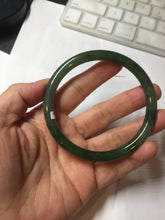 Load image into Gallery viewer, 60.3mm certified 100% Natural dark green/black round cut nephrite (碧玉) bangle HN47-9151