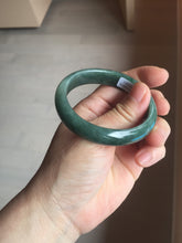 Load image into Gallery viewer, 47mm certified 100% natural Type A oily dark green gray black(老油青) oval jadeite jade bangle BS174-0051