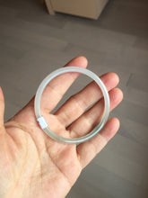Load image into Gallery viewer, 54.5mm Certified Type A 100% Natural icy watery white/light green/light purple flat slim Jadeite Jade bangle BG224-8576