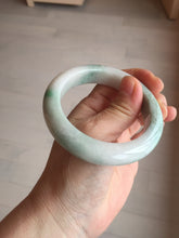 Load image into Gallery viewer, 54.5mm Certified 100% natural Type A sunny green/white chubby jadeite jade bangle BK96-0319