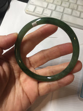 Load image into Gallery viewer, 60.3mm certified 100% Natural dark green/black round cut nephrite (碧玉) bangle HN47-9151