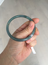 Load image into Gallery viewer, 59.2mm Certified Type A 100% Natural icy watery deep sea dark green/purple/blue/gray/black slim round cut Guatemala Jadeite bangle AU75-3792