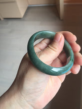 Load image into Gallery viewer, 47mm certified 100% natural Type A oily dark green gray black(老油青) oval jadeite jade bangle BS174-0051