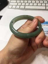 Load image into Gallery viewer, 52.4mm Certified Type A 100% Natural Oily Dark Green Gray Black(油青) Oval Jadeite Jade Bangle PH260-7132