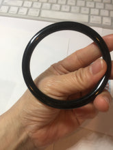 Load image into Gallery viewer, 62mm 100% Natural dark green/black meteorite Stellar Night sky slim round cut nephrite bangle HF111-1265