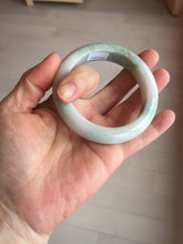 Load image into Gallery viewer, 54.5mm Certified 100% natural Type A sunny green/white chubby jadeite jade bangle BK96-0319