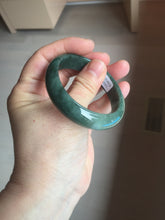 Load image into Gallery viewer, 47mm certified 100% natural Type A oily dark green gray black(老油青) oval jadeite jade bangle BS174-0051