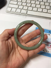 Load image into Gallery viewer, 59mm Certified Type A 100% Natural green gray (油青) round cut jadeite Jade bangle PH261-7140