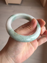 Load image into Gallery viewer, 54.5mm Certified 100% natural Type A sunny green/white chubby jadeite jade bangle BK96-0319
