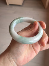 Load image into Gallery viewer, 54.5mm Certified 100% natural Type A sunny green/white chubby jadeite jade bangle BK96-0319