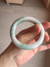 Load image into Gallery viewer, 54.5mm Certified 100% natural Type A sunny green/white chubby jadeite jade bangle BK96-0319