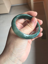 Load image into Gallery viewer, 47mm certified 100% natural Type A oily dark green gray black(老油青) oval jadeite jade bangle BS174-0051