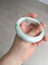 Load image into Gallery viewer, 54.5mm Certified 100% natural Type A sunny green/white chubby jadeite jade bangle BK96-0319