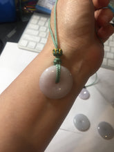 Load image into Gallery viewer, 22.3-26.6mm Type A 100% Natural light purple white Jadeite Jade Safety Guardian Button donuts Pendant BF136