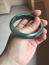 Load image into Gallery viewer, 47mm certified 100% natural Type A oily dark green gray black(老油青) oval jadeite jade bangle BS174-0051